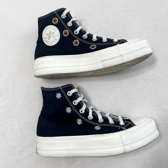 Converse Sneakers Lift Platform Sunflower HighTops Chuck Taylor Black Size 7.5 - Picture 5 of 12